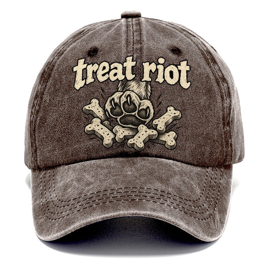One Raised Dog Paw Above A Tumbling Scatter Of Bone Shaped Biscuits Bark For Me Classic Cap – Brown