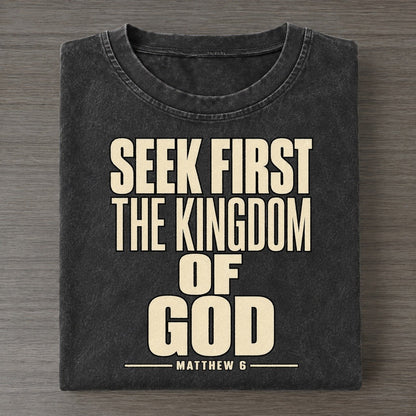 Seek First The Kingdom Plain Gospel Vintage T-shirt – Black