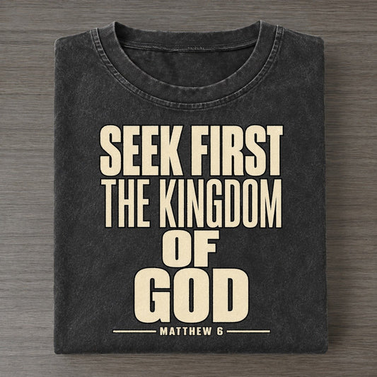 Seek First The Kingdom Plain Gospel Vintage T-shirt – Black