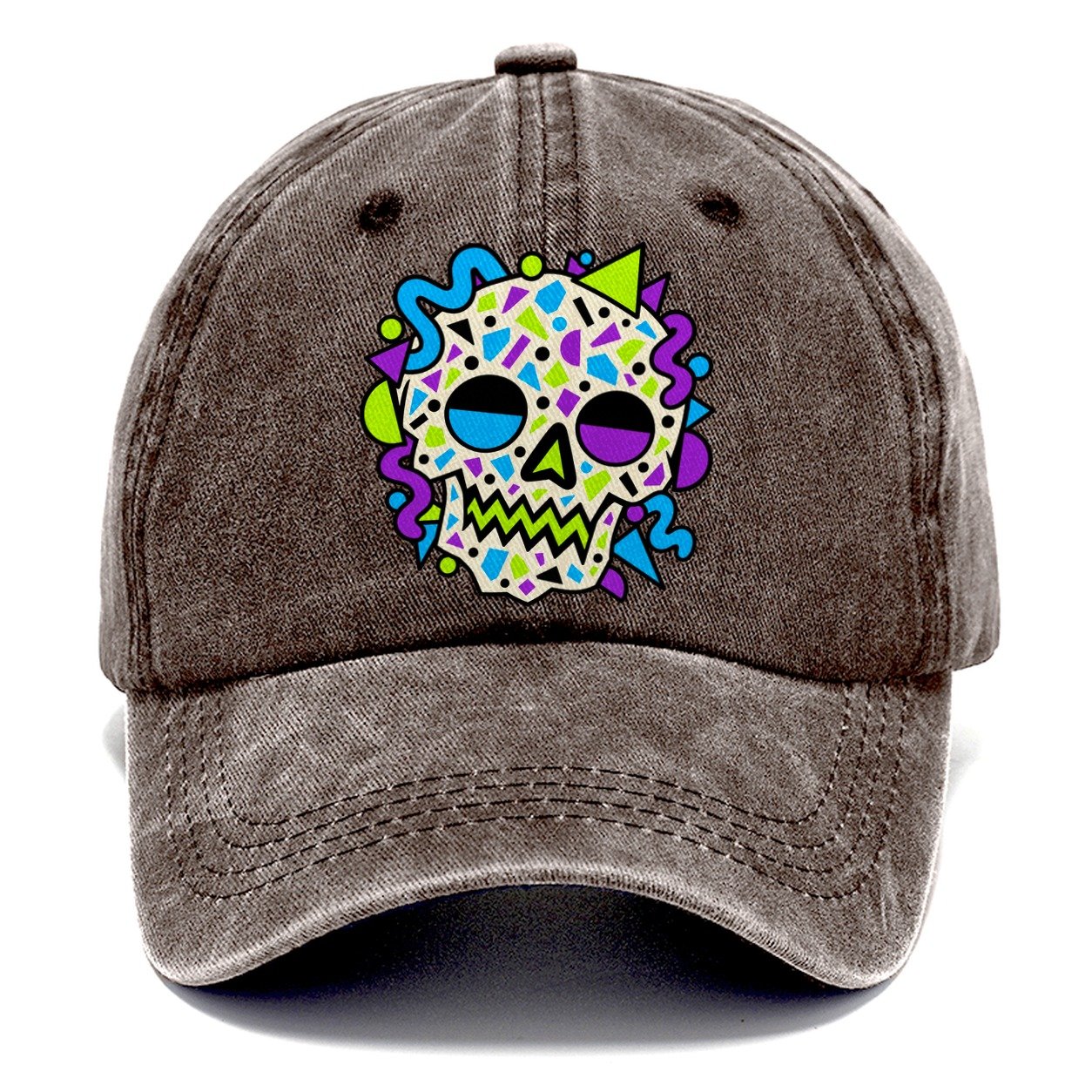 Confetti Skull Crazy Styles Classic Cap – Brown
