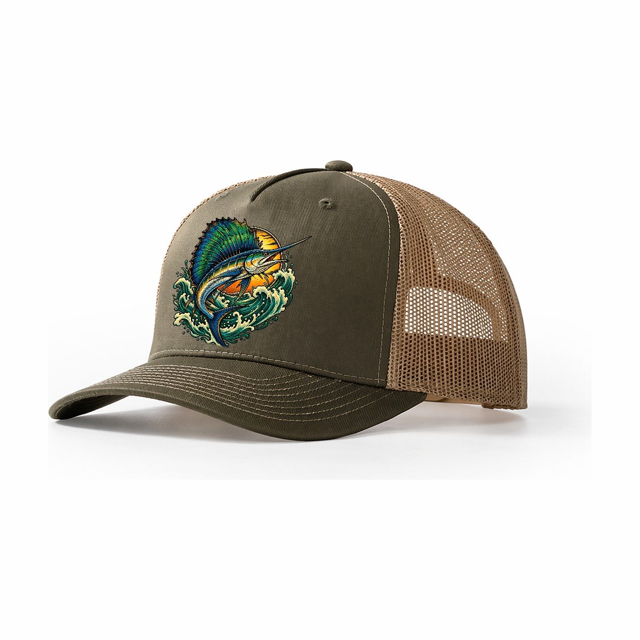 Sailfish Spearhead Fishing Club Trucker Hat – Olive Khaki