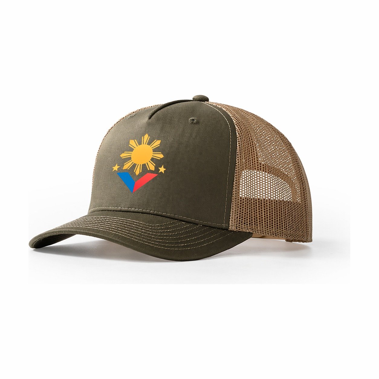 Philippines Sun Emblem Trucker Hat – Olive Khaki
