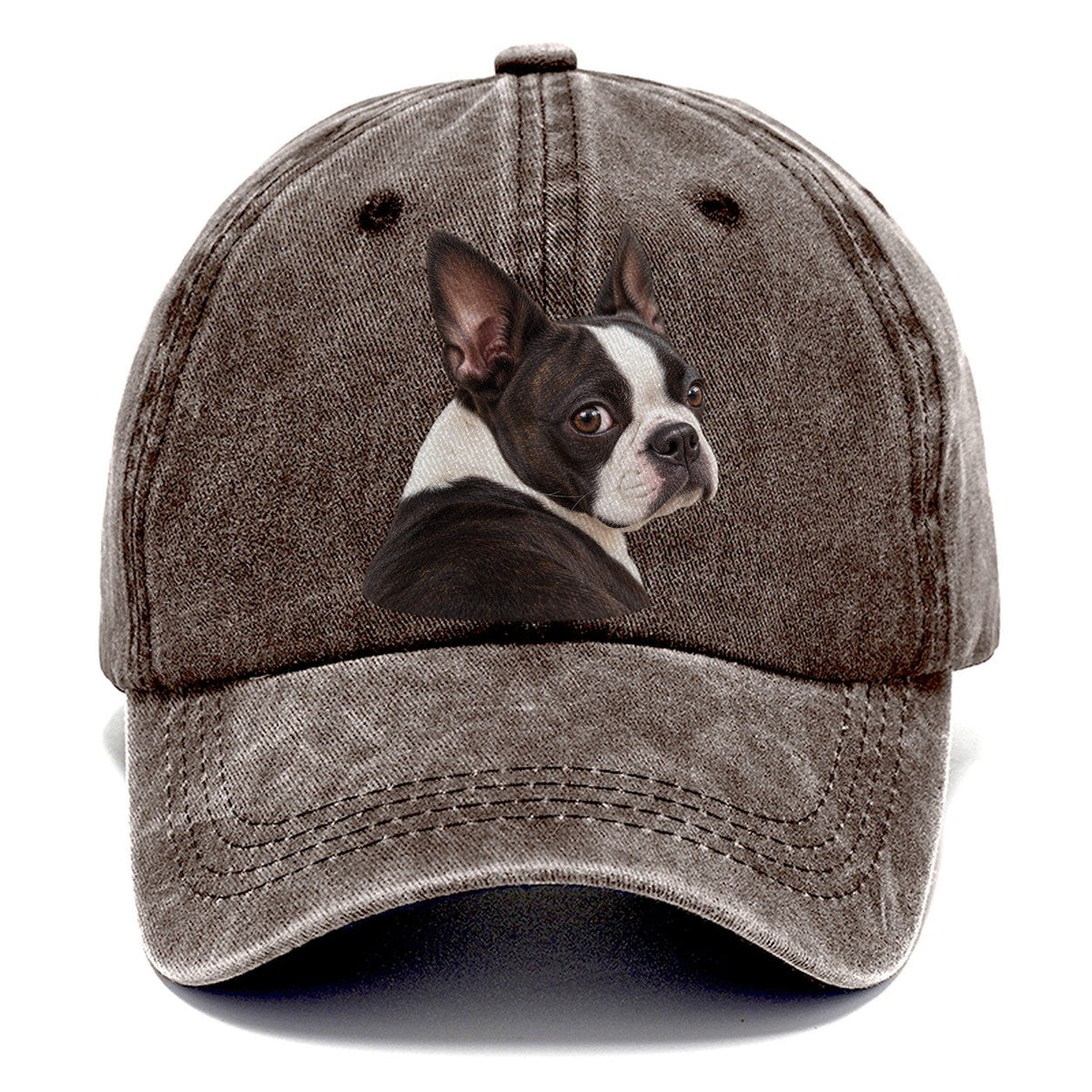 Boston Terrier Over The Shoulder Character Club Classic Cap – Brown