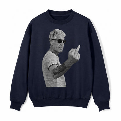 Anthony Bourdain Middle Finger Fleece Sweatshirt – Navy Blue