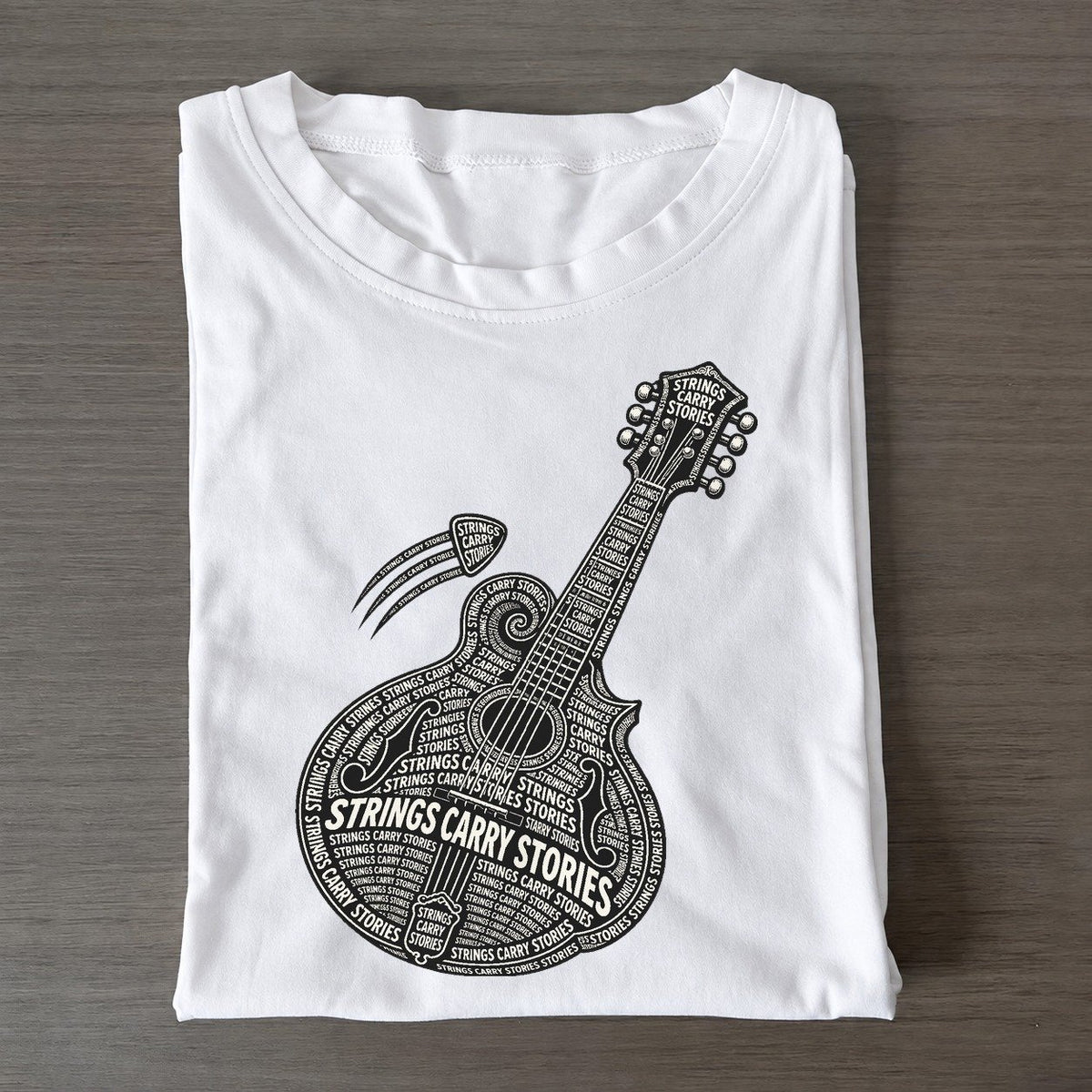 Mandolin Pick Motion Phrase Silhouette Classic T-shirt – White