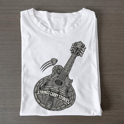 Mandolin Pick Motion Phrase Silhouette Classic T-shirt – White