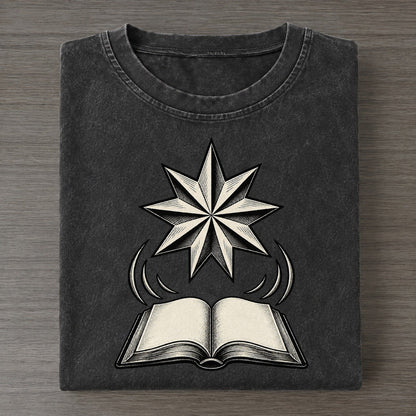 Bahai Nine Point Star And Song World Faiths Ink Figures Vintage T-shirt – Black