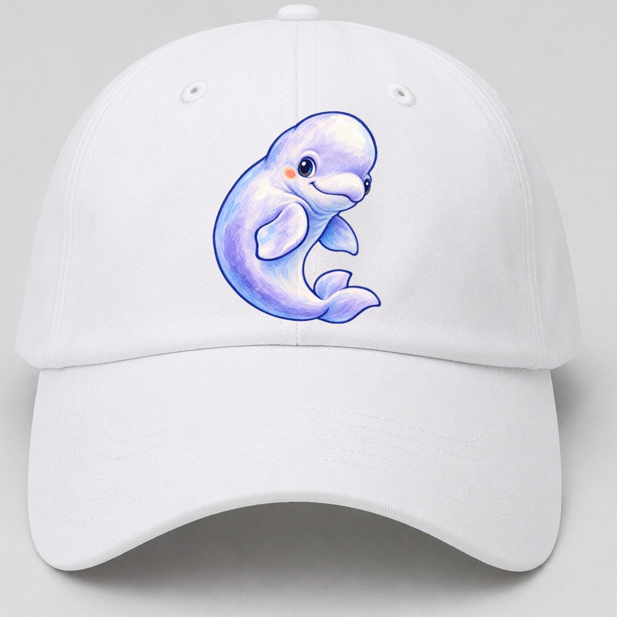 Beluga Whale Gentle Turn Sea Sprite Baseball Cap – White