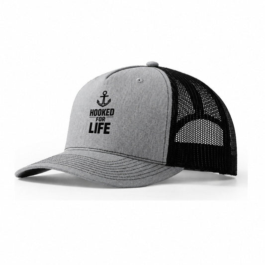 Hooked Life Trucker Hat – Sport Grey Black