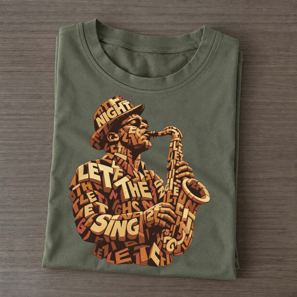 Saxophone Soloist Letter Sculpture Classic T-shirt – Army Green