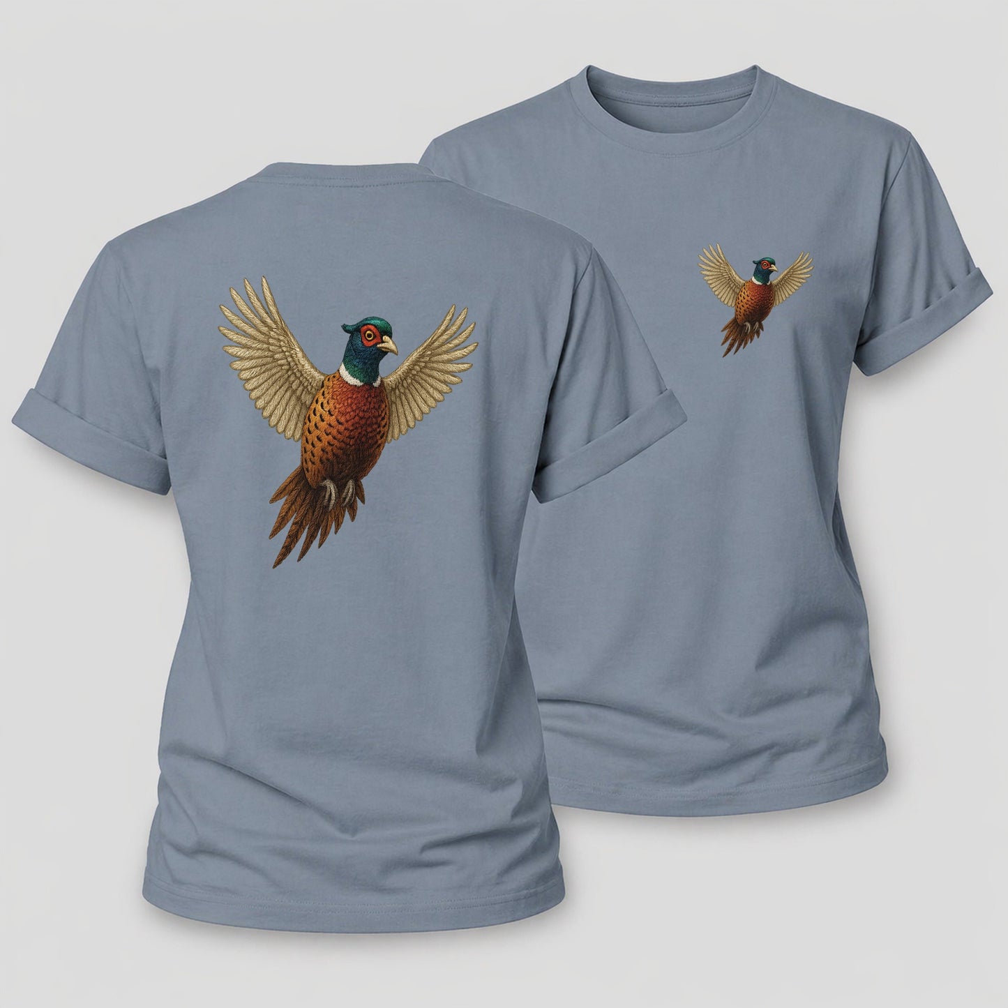 Pheasants Flight Collection Women's Cotton T-Shirt – Aegean Blue
