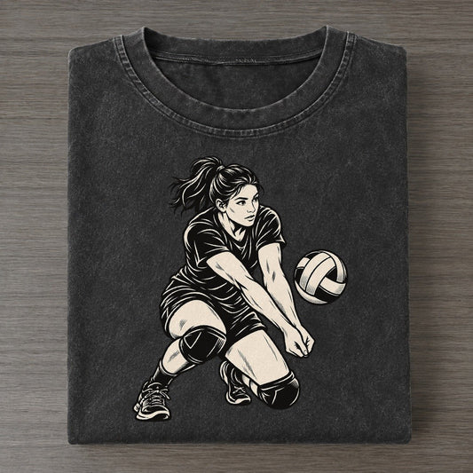 Volleyball Floor Dig Global Sports Ink Figures Vintage T-shirt – Black