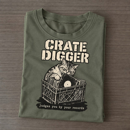 Crate Digger Alley Cat Records Classic T-shirt – Army Green