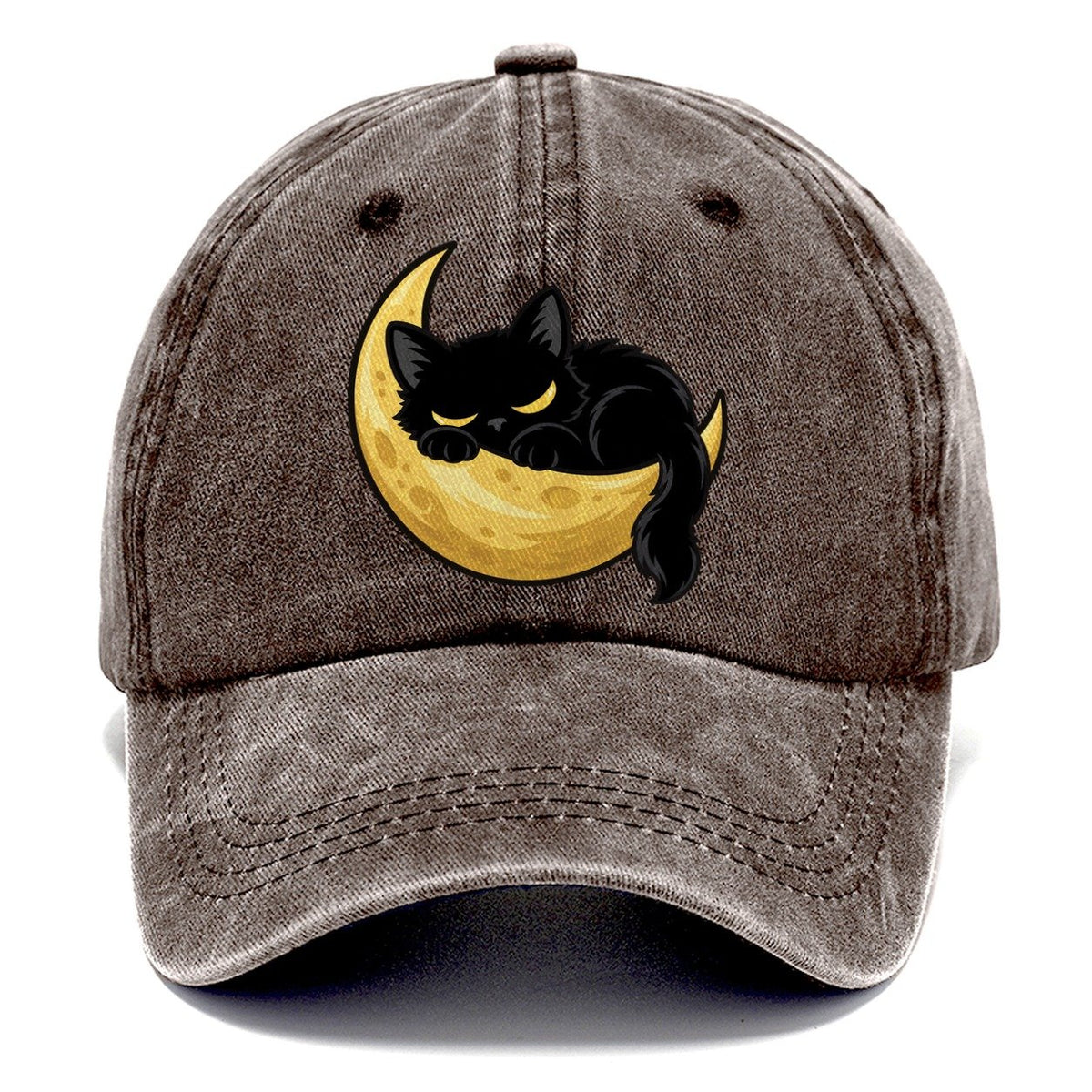 Black Cat Crescent Moon Fan Favorites Classic Cap – Brown