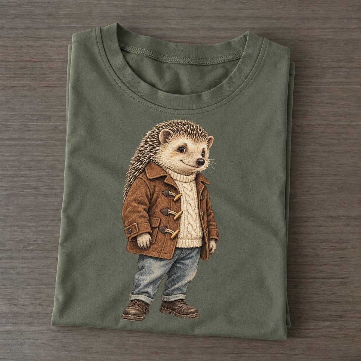Hedgehog Wardrobe Portrait Wild Wardrobe Portraits Classic T-shirt – Army Green
