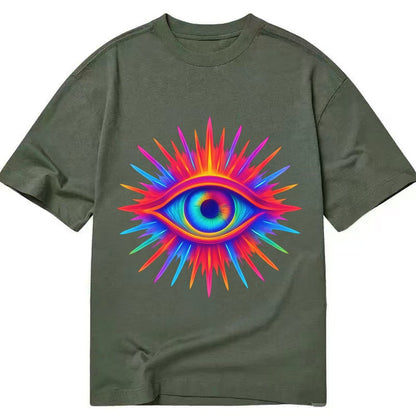 Rainbow Third Eye Prismatic Eye Radiating Spectrum Colors Re Classic T-shirt – Army Green