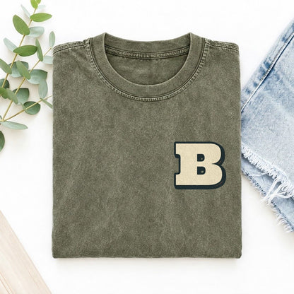 Initial B Left Chest Vintage T-shirt – Army Green