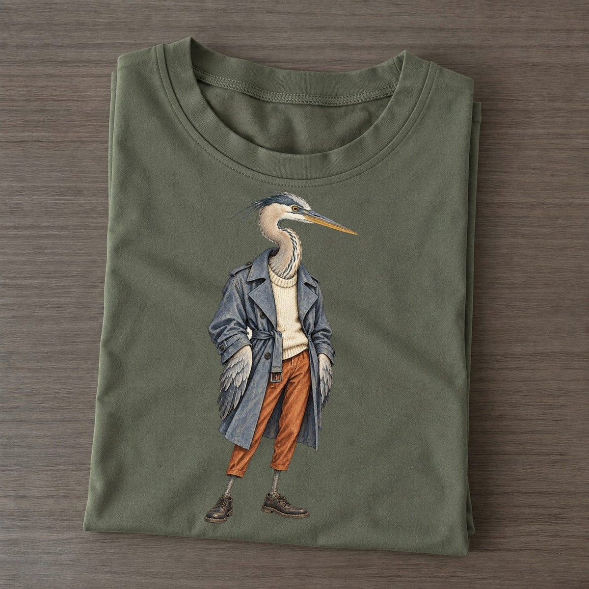 Great Blue Heron Wardrobe Portrait Wild Wardrobe Portraits Classic T-shirt – Army Green