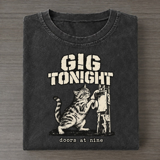 Flyer Cat Alley Cat Records Vintage T-shirt – Black