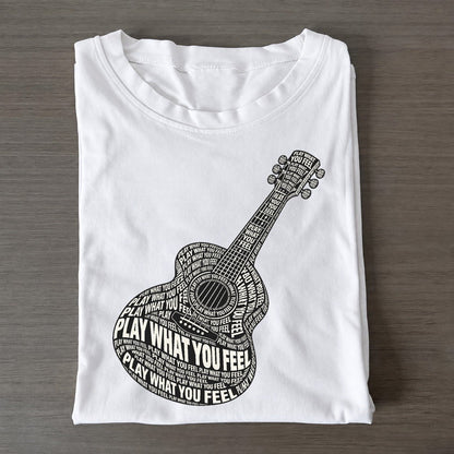 Strummed Guitar Phrase Silhouette Classic T-shirt – White