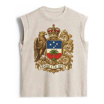 South Africa Springbok Emblem Springbok With Protea Green Go Vintage Washed Tank – Beige