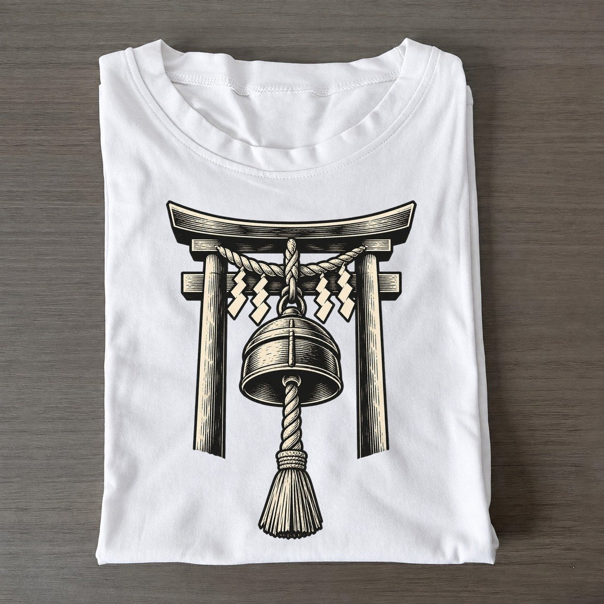 Shinto Shrine Bell And Rope World Faiths Ink Figures Classic T-shirt – White