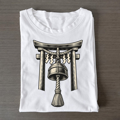 Shinto Shrine Bell And Rope World Faiths Ink Figures Classic T-shirt – White