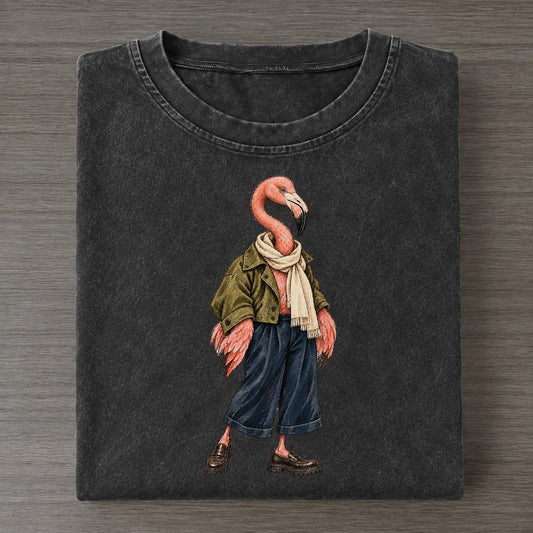 Greater Flamingo Wardrobe Portrait Wild Wardrobe Portraits Vintage T-shirt – Black