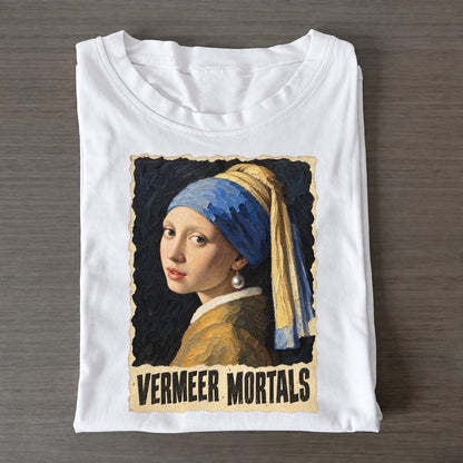 Vermeer Mortals Pearl Earring Girl Art Pun Classic T-shirt – White