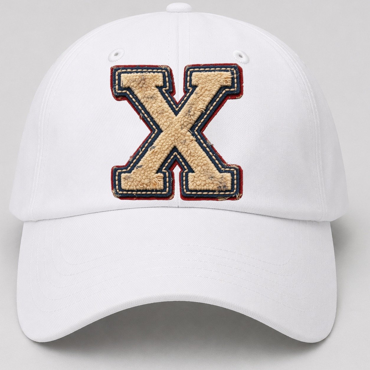 Varsity Chenille X Monogram Baseball Cap – White