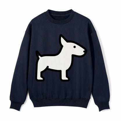 Bull Terrier White Egg Shaped Head Flat Side Profile Fleece Sweatshirt – Navy Blue