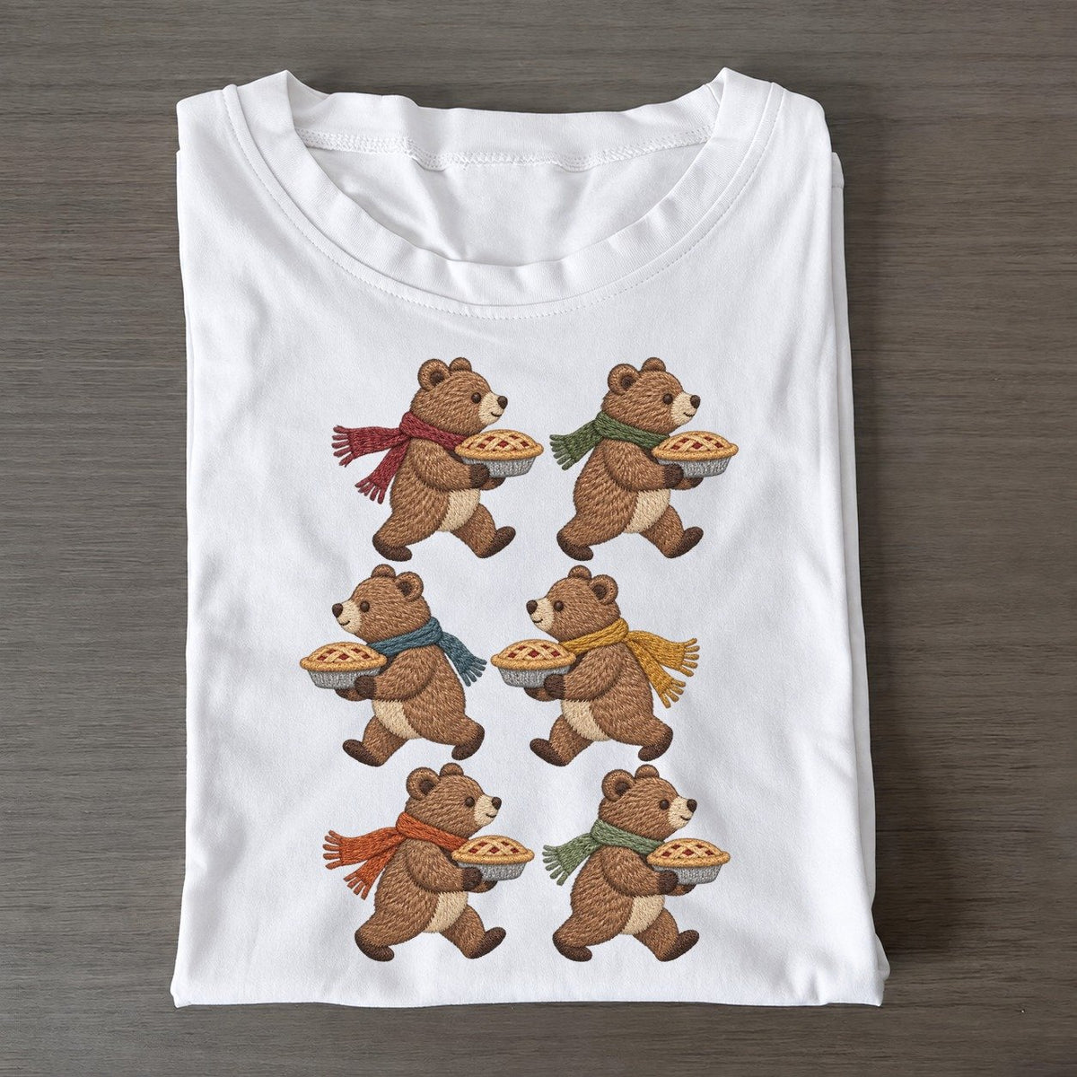 Bears With Pies Single File Classic T-shirt – White