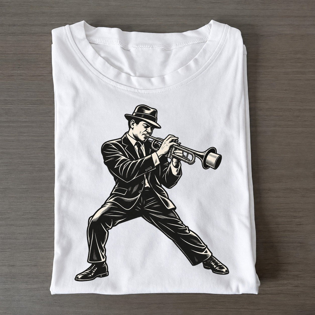 Trumpeter Muted Phrase Global Music Ink Figures Classic T-shirt – White