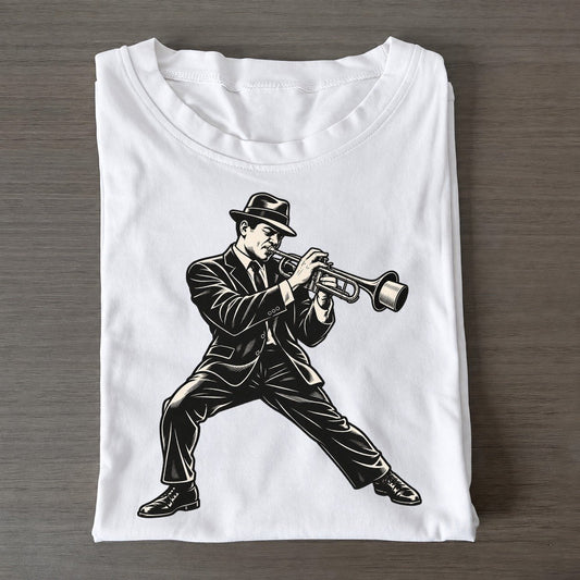 Trumpeter Muted Phrase Global Music Ink Figures Classic T-shirt – White