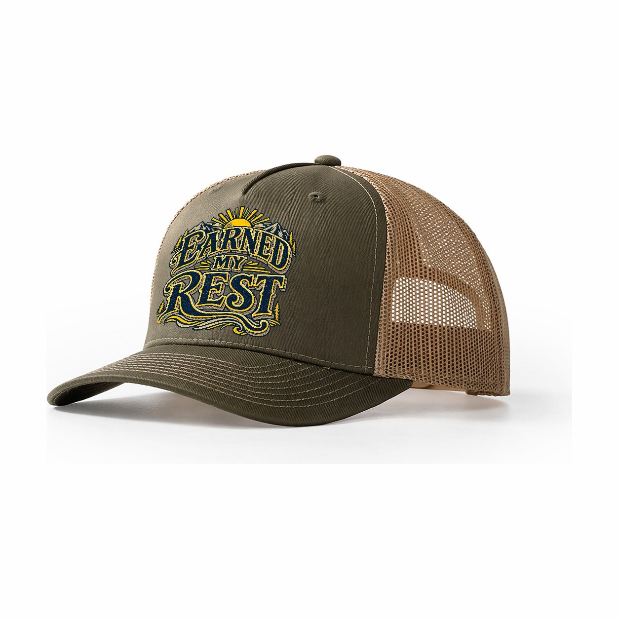 Earned My Rest Retired Living Trucker Hat – Olive Khaki