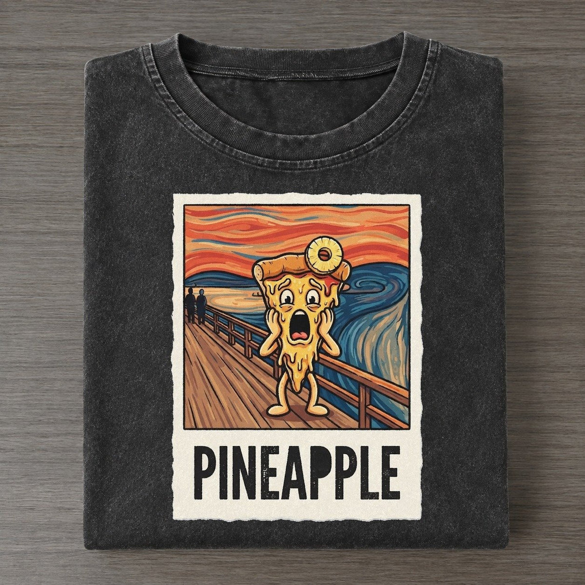 Pizza Slice Scream Pineapple Scream Vintage T-shirt – Black
