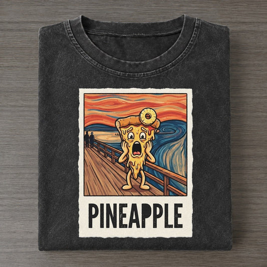 Pizza Slice Scream Pineapple Scream Vintage T-shirt – Black