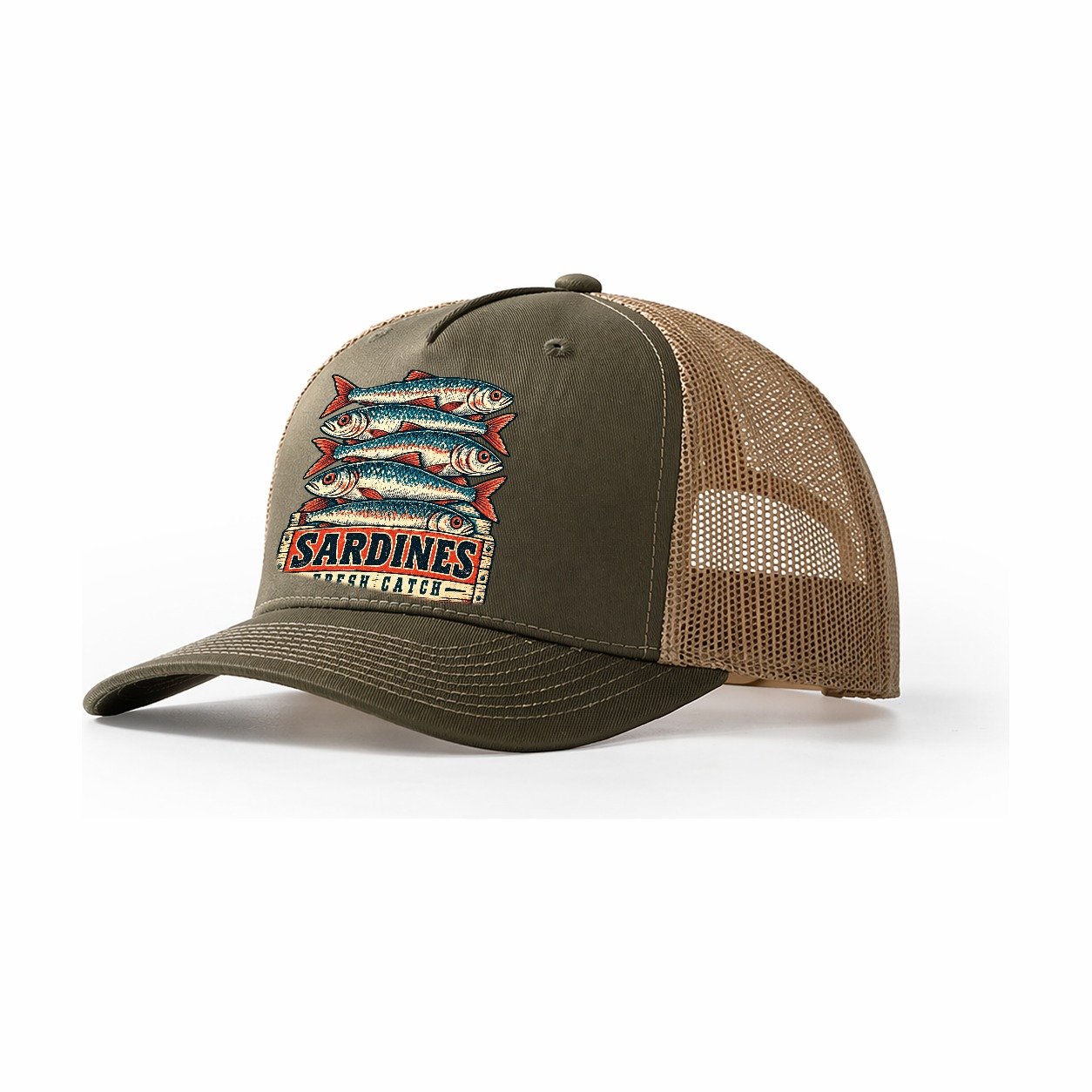 Sardine Crate Label Fishing Club Trucker Hat – Olive Khaki