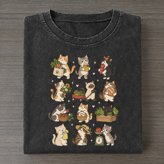 Farmers Market Cat Club Vintage T-shirt – Black
