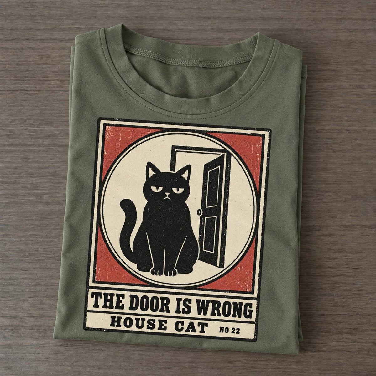 The Door Is Wrong Neko Says No Classic T-shirt – Army Green