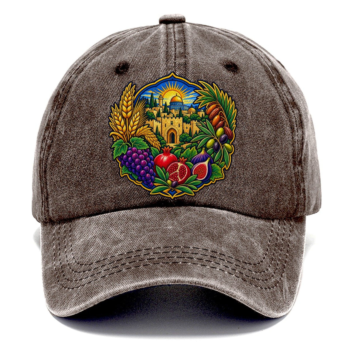 Seven Species Arrangement Jerusalem Classic Cap – Brown