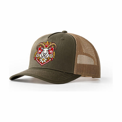 Switzerland Heraldic Crest Country Logos Trucker Hat – Olive Khaki