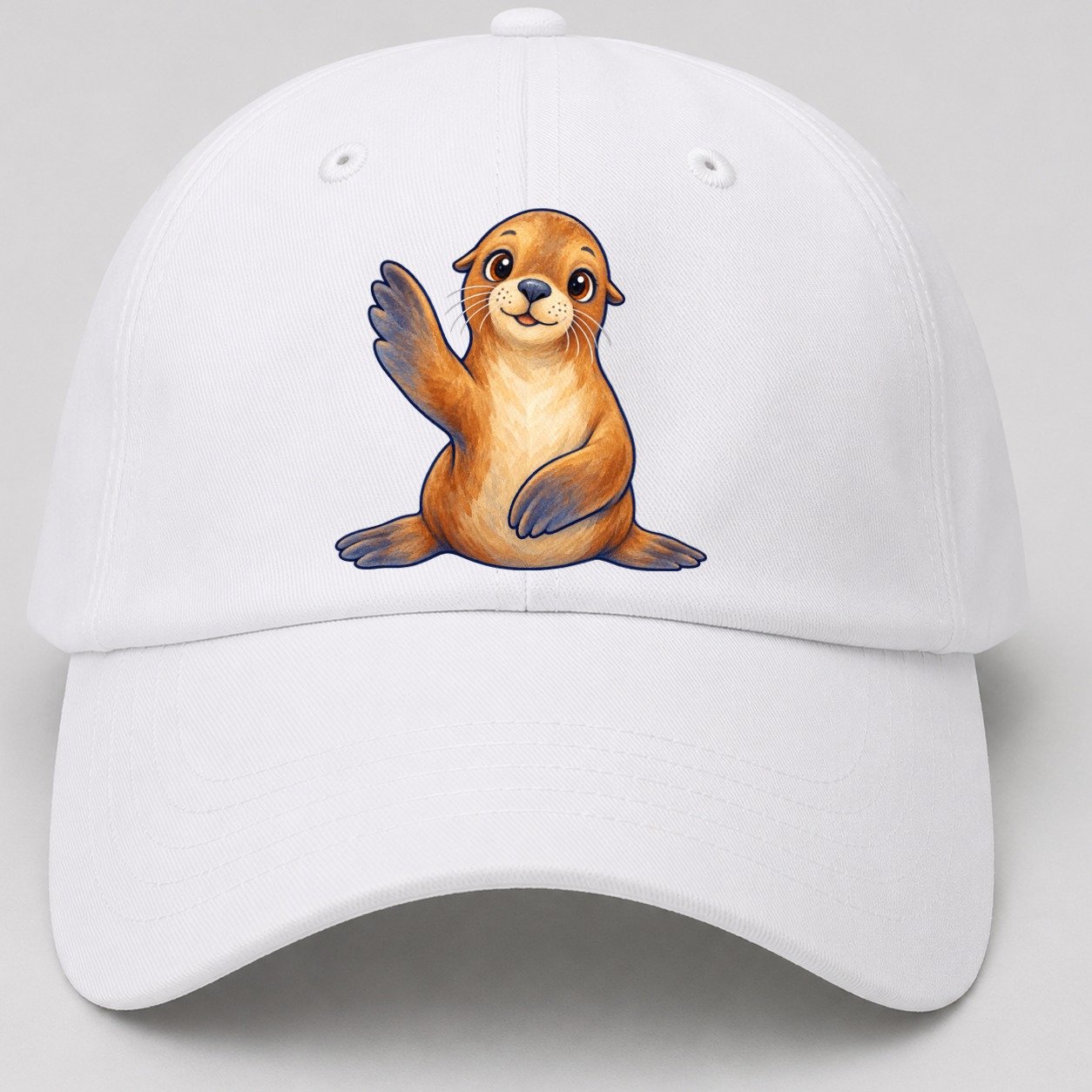 Sea Lion Front Flipper Wave Sea Sprite Baseball Cap – White