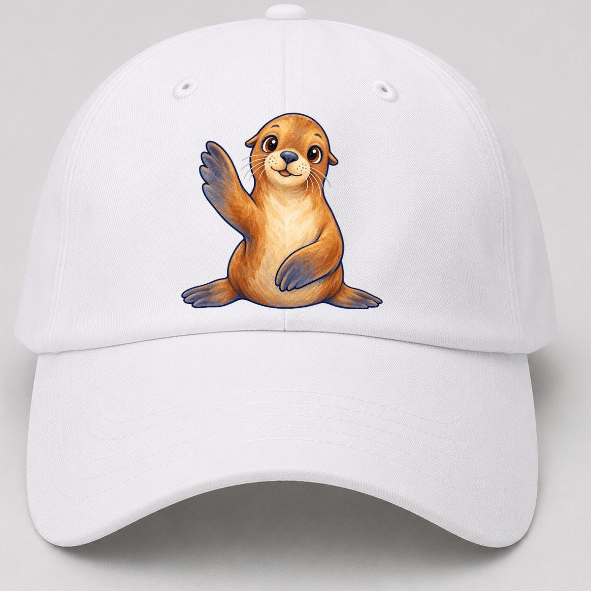 Sea Lion Front Flipper Wave Sea Sprite Baseball Cap – White