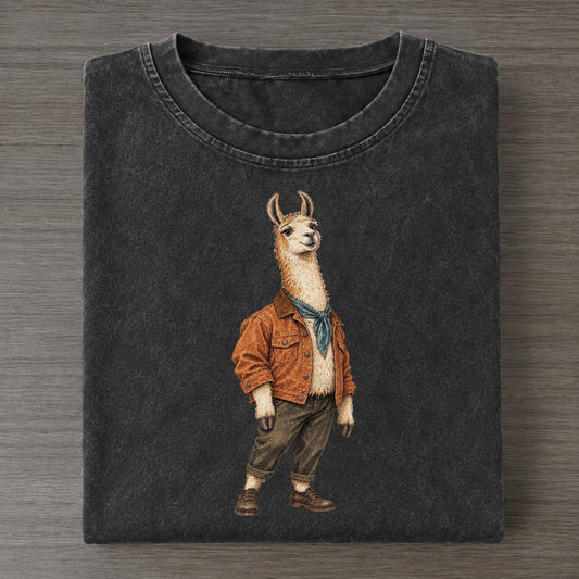 Llama Wardrobe Portrait Wild Wardrobe Portraits Vintage T-shirt – Black