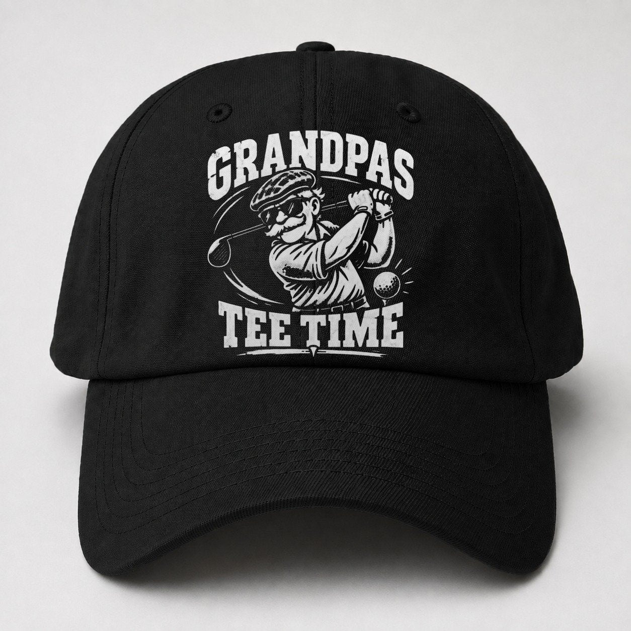 Grandpas Tee Time Golf Life Baseball Cap – Black