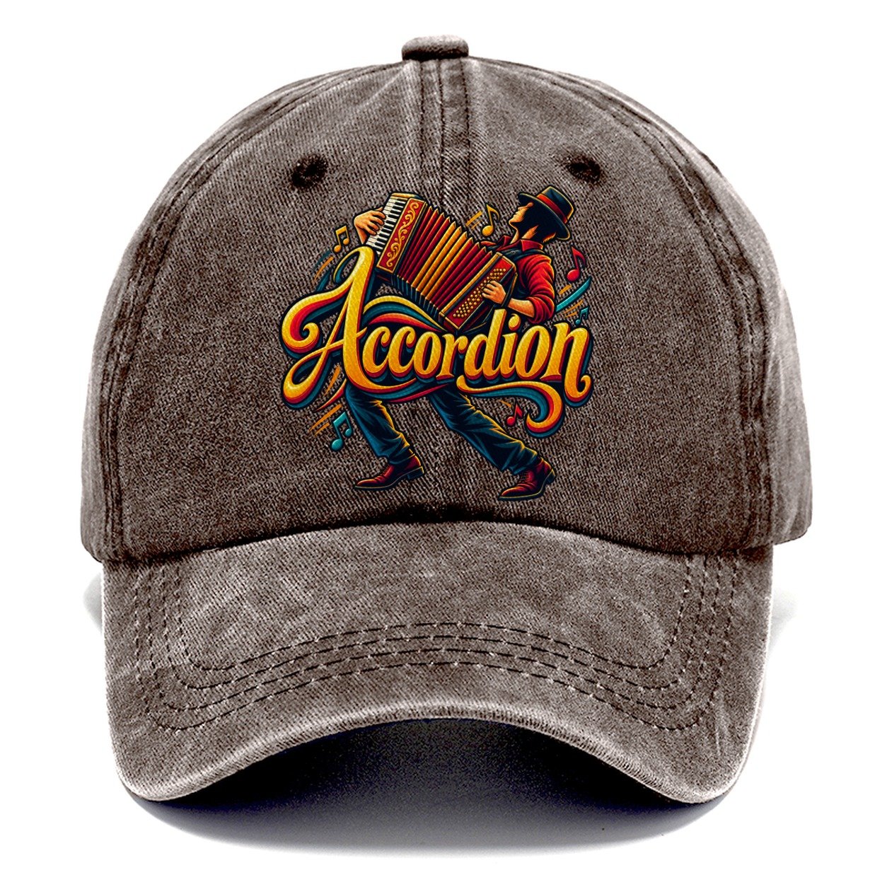 Accordion Wordmark Music Instruments Classic Cap – Brown