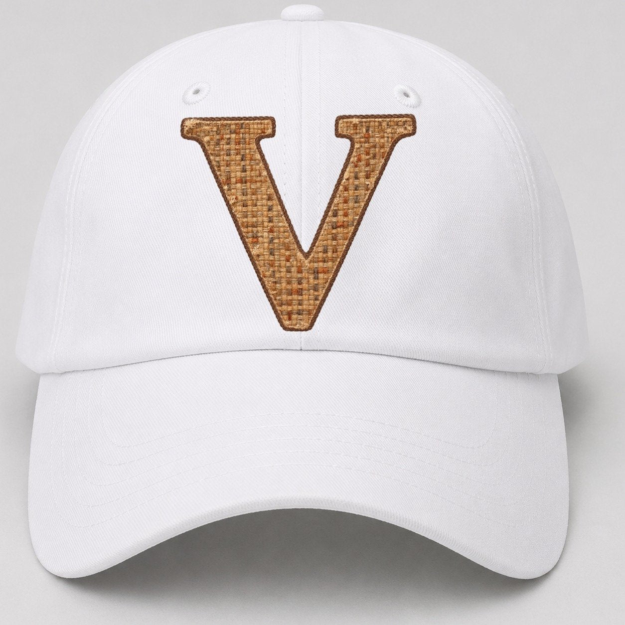 Woven Tweed V Monogram Baseball Cap – White
