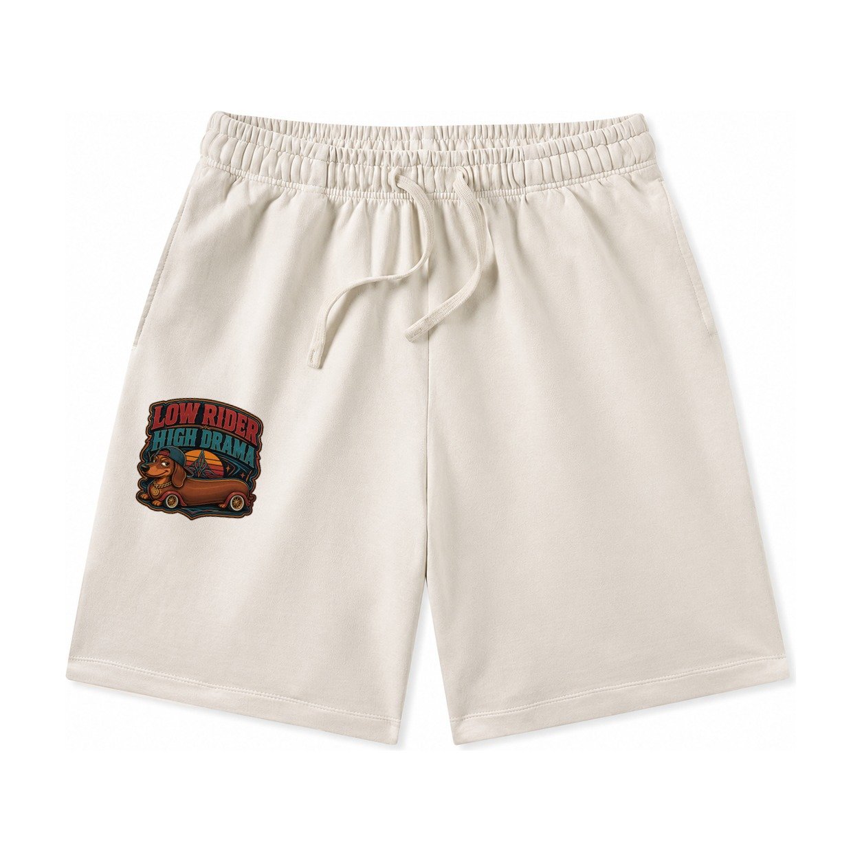 Low Rider High Drama Dachshund Washed Shorts – Beige