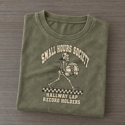 Hallway Laps Small Hours Society Vintage T-shirt – Army Green
